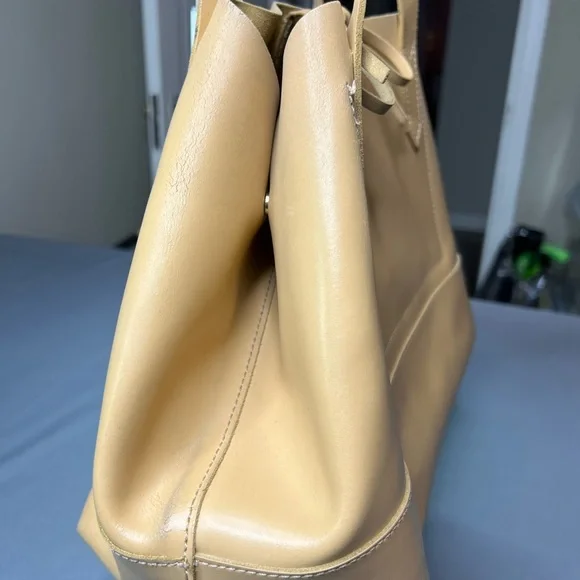 J.Crew Natural Leather Tote Bag Brown Patina Well Loved - Picture 2 of 13